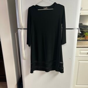 SYMPLI Black 3/4 Length Sleeve Tunic Size 6 Sheer Hem detail